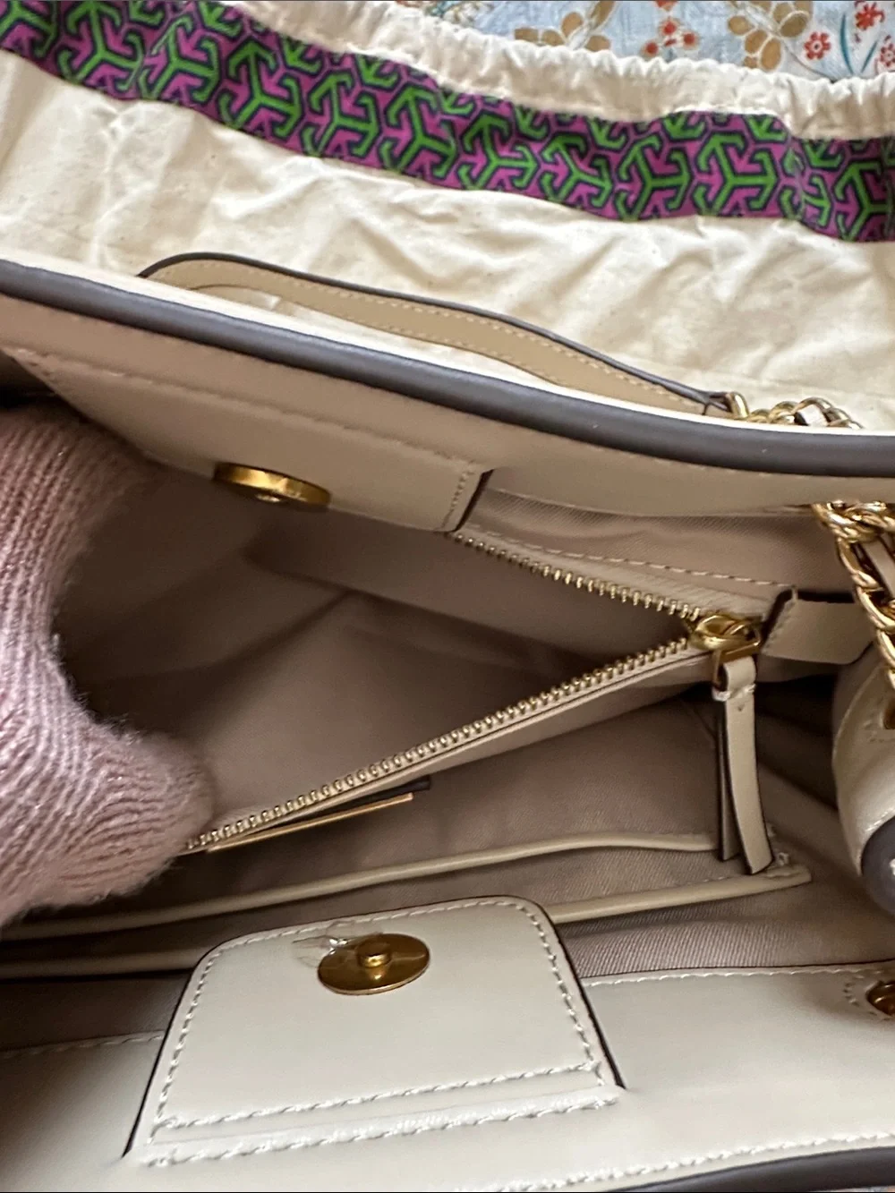 Tory Burch Fleming soft Cream Quilted Leather Chain-Handle Shoulder Bag